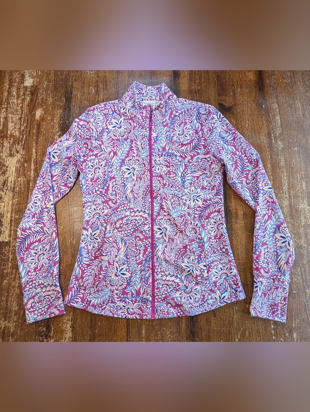 Tommy Bahama Golf & Tennis Zip Top Womens Small Pink Floral Lightweight Jacket